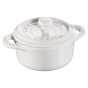 Staub Ceramique Mini Cocotte 10 cm, Rund, Ren Hvid, Keramisk