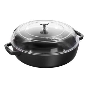 Staub Sauterpander Sautepande Med glaslåg 26 cm, Støbejern