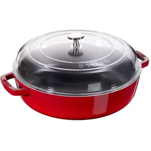 Staub Sauterpander Sautepande Med glaslåg 24 cm, Støbejern