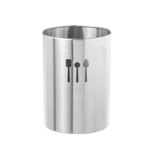 LOLAhome Porta utensilios vaso de acero inoxidable plateado de Ø 13x17 cm