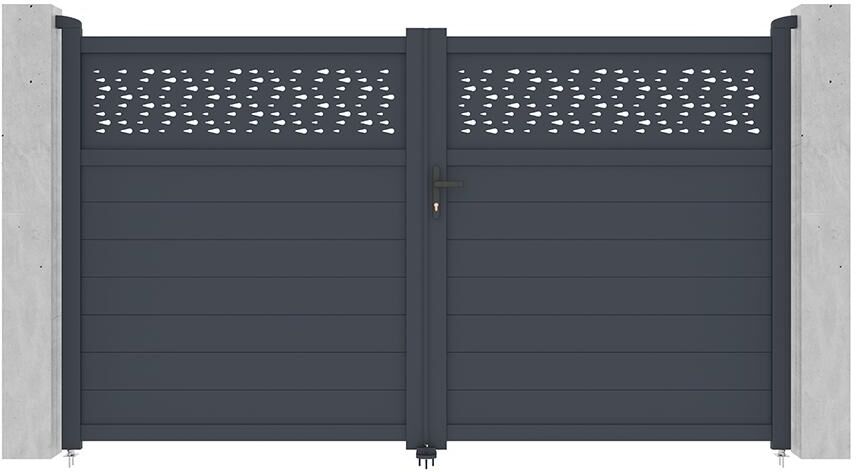 EXPERTLAND Portón aluminio Ancho 305 x Alt. 182 cm antracita BAZIO