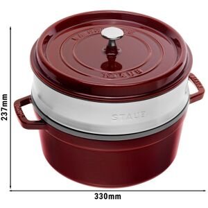 GGM Gastro - STAUB LA COCOTTE - Cocotte avec  vapeur - Ø 260mm - Fonte - Grenadine-Rouge Rouge