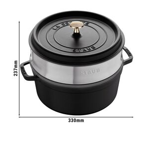 GGM Gastro - STAUB LA COCOTTE - Cocotte avec  vapeur - Ø 260mm - Fonte - Noir Noir