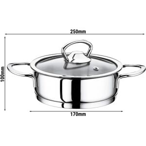 GGM GASTRO - Mini casserole en inox avec couvercle - Ø 160 mm - Hauteur 50 mm - 1,00 litre