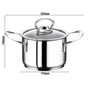 GGM GASTRO - Mini casserole en inox avec couvercle - Ø 160 mm - Hauteur 80 mm - 1,50 litre
