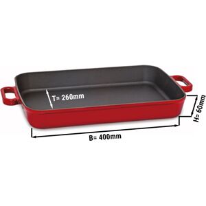 GGM GASTRO - Poêle à servir / plat à gratin en fonte - Rouge - 40 x 26 cm