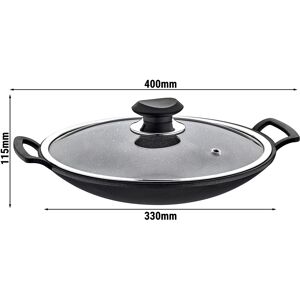 GGM GASTRO - Wok Ø 300 mm antiadhésif avec couvercle en verre Noir