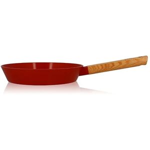 Poêle Ector induction aluminium revêtu manche en bois 24 cm rouge Ogo [Bois]