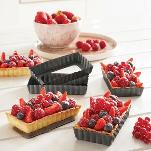 Set de 4 moules a tartelettes avec fonds amovibles Mathon []