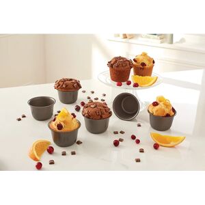 Set 6 moules a gros muffins acier revetement antiadherent 7,3 cm Mathon [Gris]