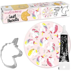 Kit decoration de biscuit Ø 29,5 cm Licorne + Stylo de glacage noir Scrapcooking