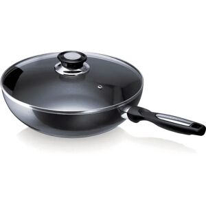 Wok Pro Induc 28 cm en aluminium antiahesif avec couvercle en verre Beka