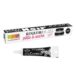 Pate a sucre en rouleau noir Ø 36 cm + Stylo de glacage noir Scrapcooking