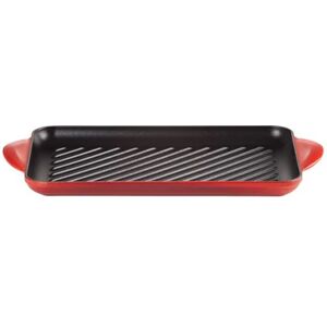 Grill rectangulaire fonte emaillee 32 cm Cerise Le Creuset [Rouge]