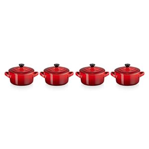 Set 4 mini-cocottes ceramique 10 cm Cerise Le Creuset [Rouge]