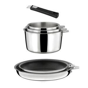 Cuisinox Lot 6 pièces : 3 casseroles, 2 poêles + poignée Argent 0x0cm