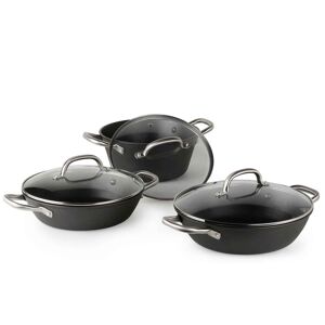 BOJ Set de 2 casseroles et 1 marmite hollandaise en fonte Noir 34x34x31cm