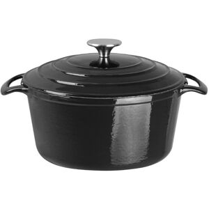 Vogue Grande cocotte ronde en fonte noire 4 L Noir 0x13cm