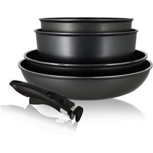 Menastyl Batterie de cuisine 5 pièces en aluminium - compatible induction Noir 29x10x29cm