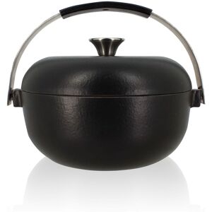 Cocotte en fonte noire 24cm avec anse en acier inoxydable Noir 24x26x24cm