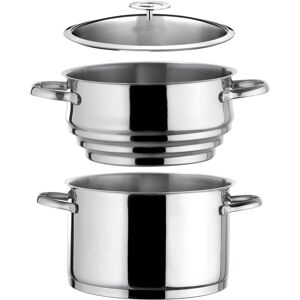 Cuisinox Faitout inox 24 cm, couvercle et cuit vapeur Universel en Acier Acier Argent 30x26x30cm