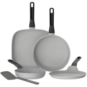 3-pcs set de poêles antiadhérente et spatule Blanc 1x15x36cm