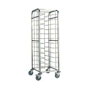 ERATOS Chariot Pour Plateaux 24 Niveaux - Inox - Pour Plateaux De l. 290 A 380 Mm Et De L. 530 Mm - 4 Roues 125Mm Dont 2 Avec Freins CBAD-24