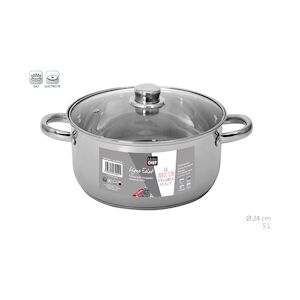 Lot de 6 Faitout Inox Couvercle Verre 24cm 5L Maitre Chef