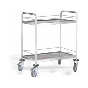 PUJADAS Chariot de Service 2 Plateaux avec Galerie L 880 mm Inox P80.940