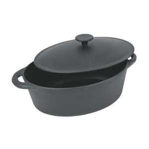 Crealys Gourmet Cocotte Ovale En Fonte Dacier Emaillee - L 37 Cm - 9 L - Noir - Tous Feux Dont Induction