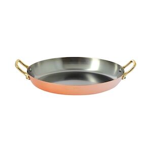 de Buyer Plat ovale avec 2 anses cuivre et inox H.7.5 x diam.36 cm de Buyer