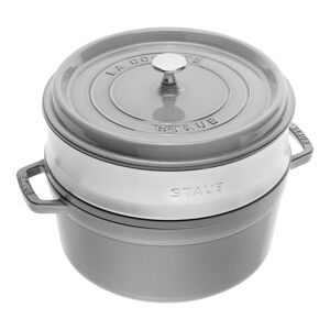 Staub La Cocotte avec panier vapeur 26 cm, Rond(e), Gris graphite, Fonte