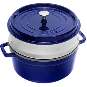 Staub La Cocotte avec panier vapeur 26 cm, Rond(e), Bleu intense, Fonte