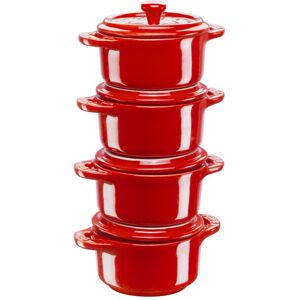 Staub Ceramique Ensemble de cocottes 4-pcs, Rond(e), Cerise, Céramique