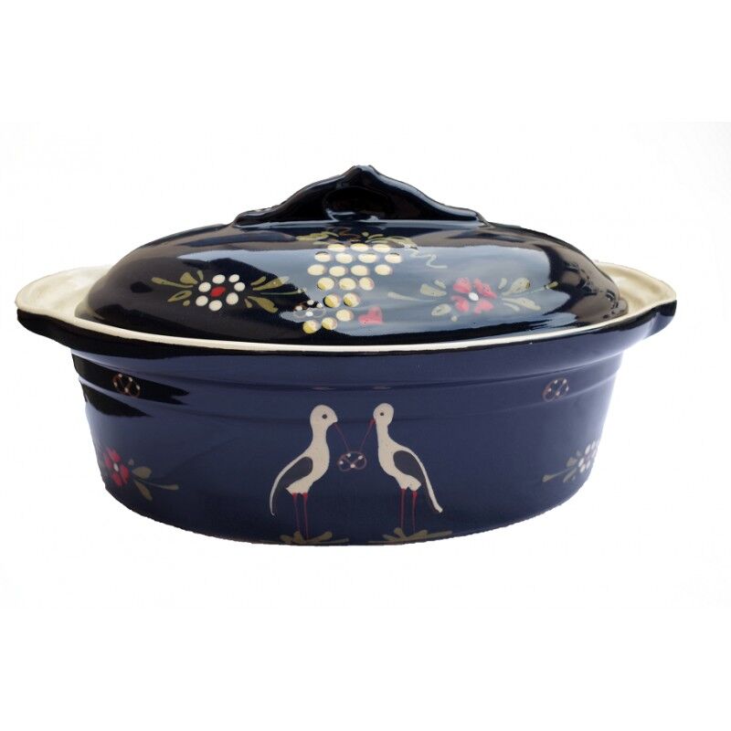 poterie Siegfried Burger Soufflenheim Terrine cigogne bleu 7 tailles disponibles