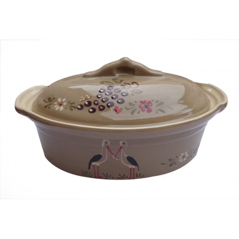 poterie Siegfried Burger Soufflenheim Terrine cigogne gris 7 tailles disponibles