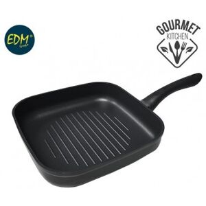 Edm Product Padella Grill  Alluminio Antiaderente  Professionale Dimensioni 24x24x5 Cm Per Tutti I Tipi Di Piani Cottura.