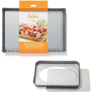 Decora Stampo Rettangolare Per Crostata Fondo Mobile Antiaderente 32x22x3,5h Cm