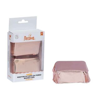 Decora 20 Pirottini Rettangolari Oro Rosa Per Cottura Plumcake 8 X 5 X H 3,2 Cm