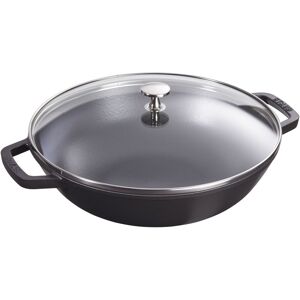 Staub Specialities Wok con coperchio in vetro rotondo - 30 cm, nero