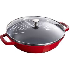 Staub Specialities Wok con coperchio in vetro rotondo - 30 cm, ciliegia