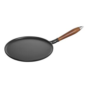 Staub Pans Crepiere con manico in legno rotonda - 28 cm, nero