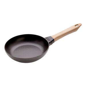 Staub Pans Padella con manico in legno - 20 cm, ghisa, Black Matt