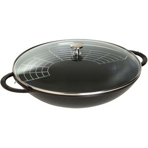 Staub Specialities Wok con coperchio in vetro rotondo - 37 cm, nero