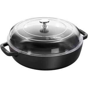 Staub Braisers Tegame con coperchio in vetro rotondo - 24 cm, nero