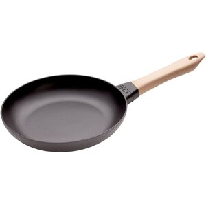 Staub Pans Padella con manico in legno - 24 cm, ghisa, Black Matt