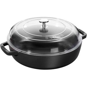 Staub Braisers Tegame con coperchio in vetro rotondo - 26 cm, nero