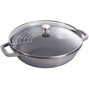 Staub Specialities Wok con coperchio in vetro rotondo - 30 cm, grigio grafite