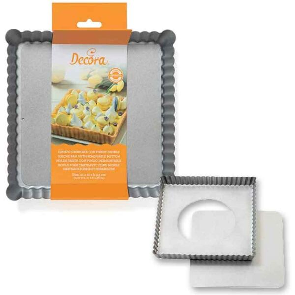 decora stampo quadrato per crostata fondo mobile antiaderente 21x21x3,5h cm