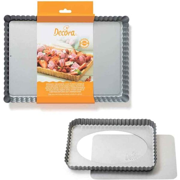 decora stampo rettangolare per crostata fondo mobile antiaderente 32x22x3,5h cm